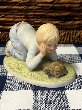 Vintage Frances Hook "Finish Line" Figurine – Boy and Turtle – Roman Inc. 1983